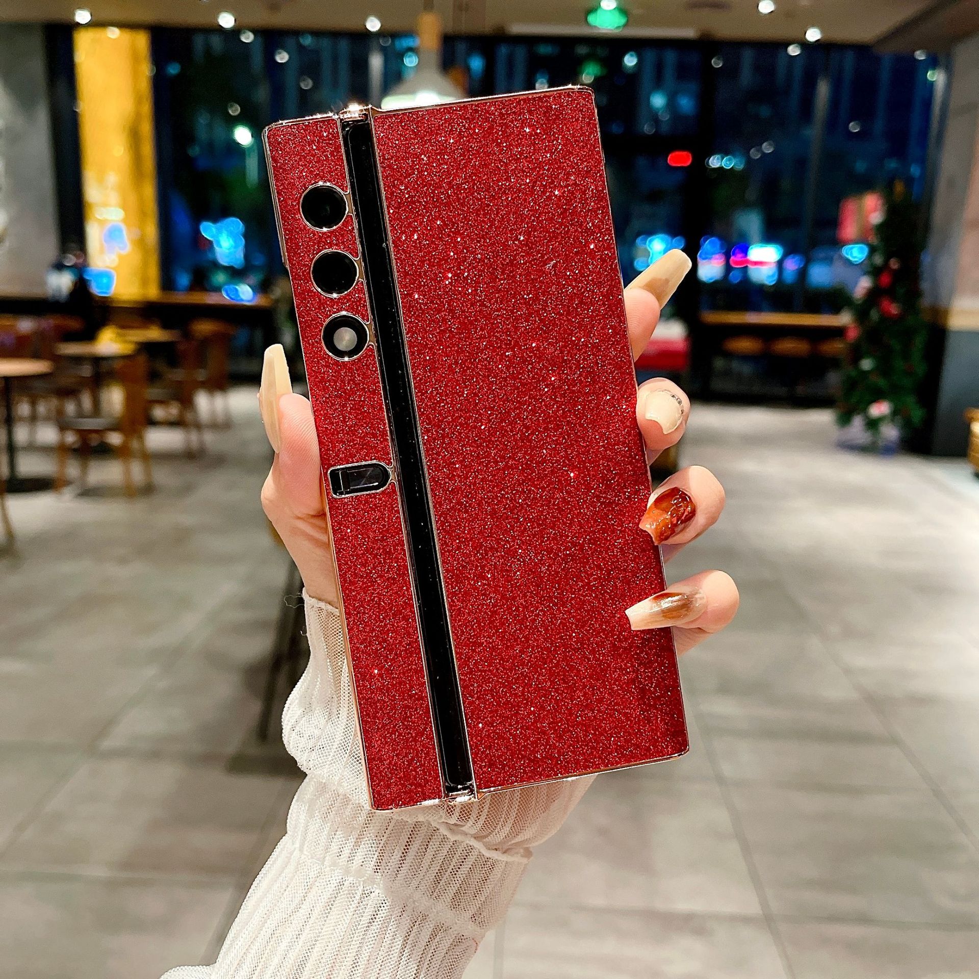 Compatible with Honor V Purse phone case, vpurse luxury glitter leather case, shell stand, drop-proof protective case - Red Crystalline Honor V Purse