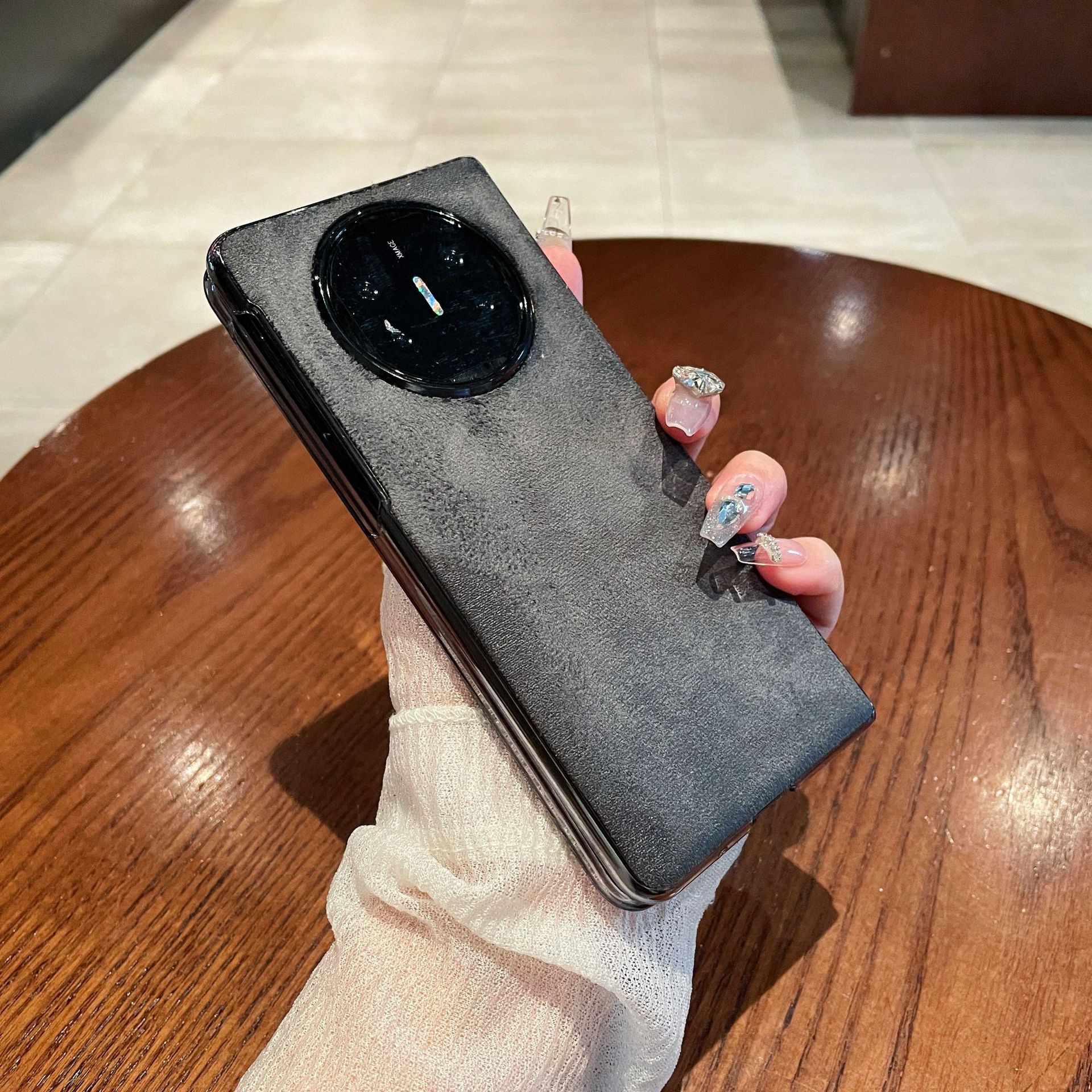 Compatible with Huawei Mate X5 phone case, MATE X5 folding solid color leather light luxury anti-drop protective case stand 5G - Gray Huawei Mate X5