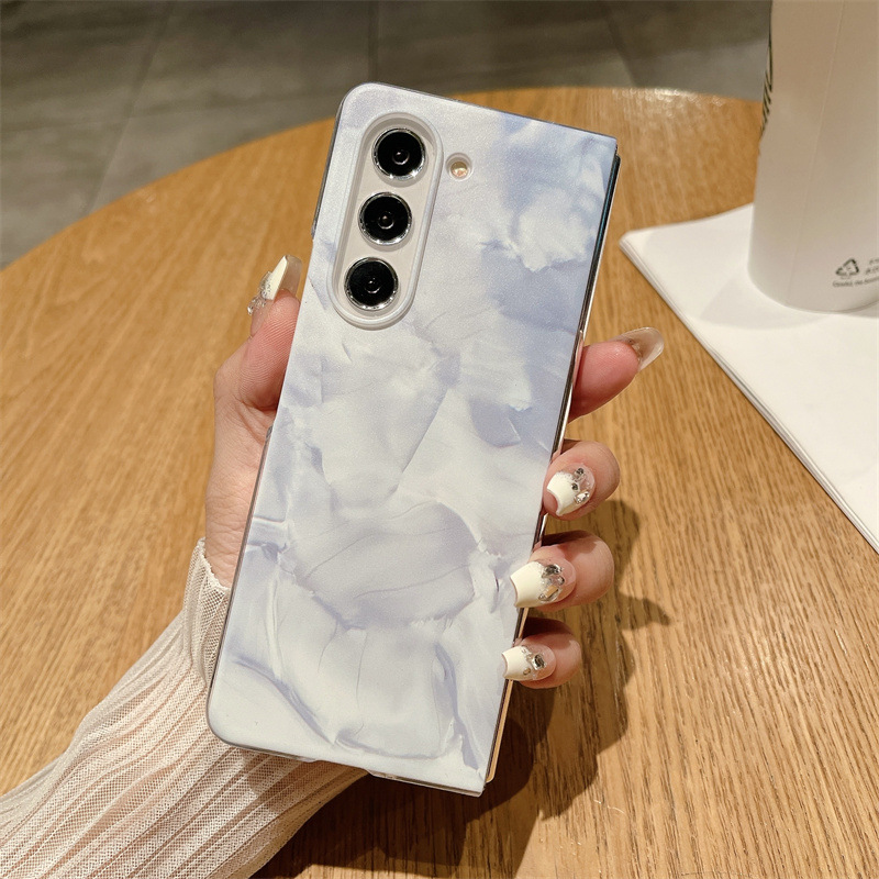 Compatible with Samsung Zfold 5 phone case FOLD4 foldable screen protective case business solid color FOLD3 shockproof case - White Rococo Samsung Z Fold5 5G