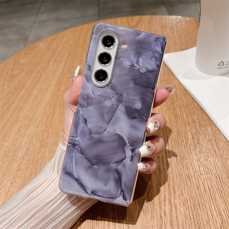 Compatible with Samsung Zfold 5 phone case FOLD4 foldable screen protective case business solid color FOLD3 shockproof case - Purple Rococo Samsung Z Fold5 5G