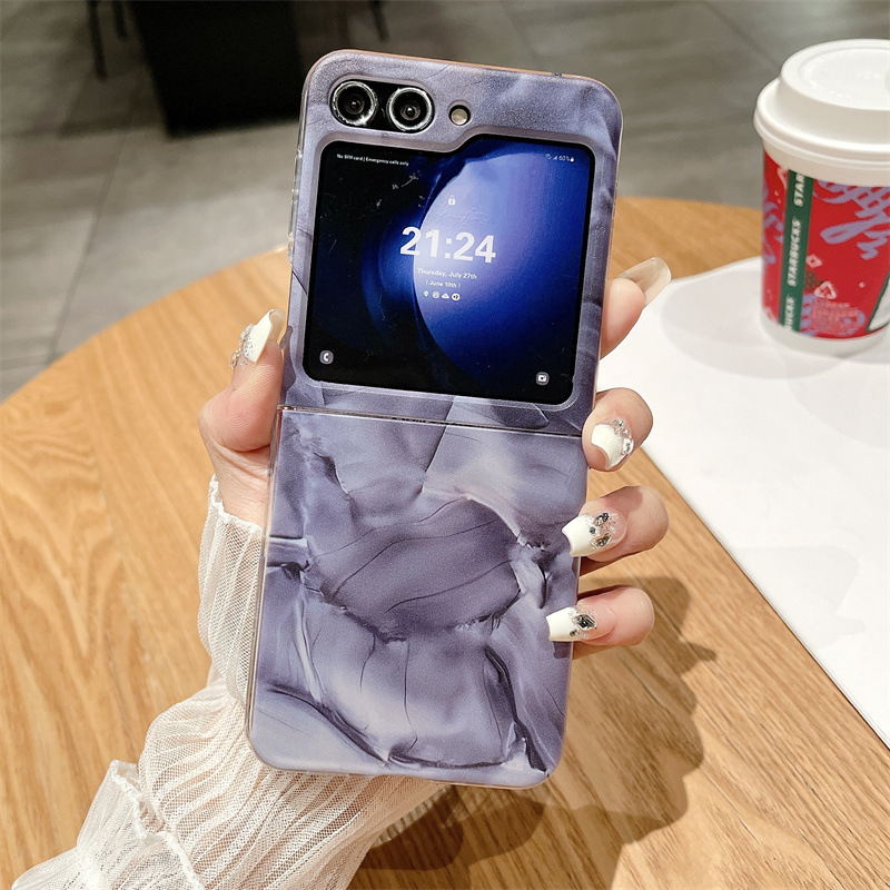 Compatible with Samsung Flip 5 phone case, FLIP4 foldable screen, light luxury solid color, simple and thin, drop-proof protective case - Purple Rococo Samsung Flip 5