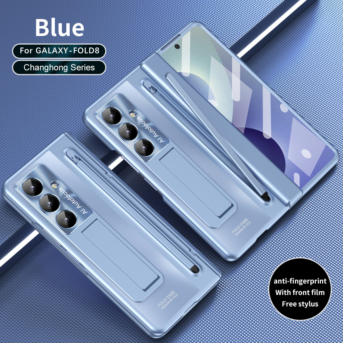 Compatible with Samsung Zfold8 Ultra phone case, official pen-slot case, integrated full-coverage anti-drop case. - Blue Rainbow z fold8utrla