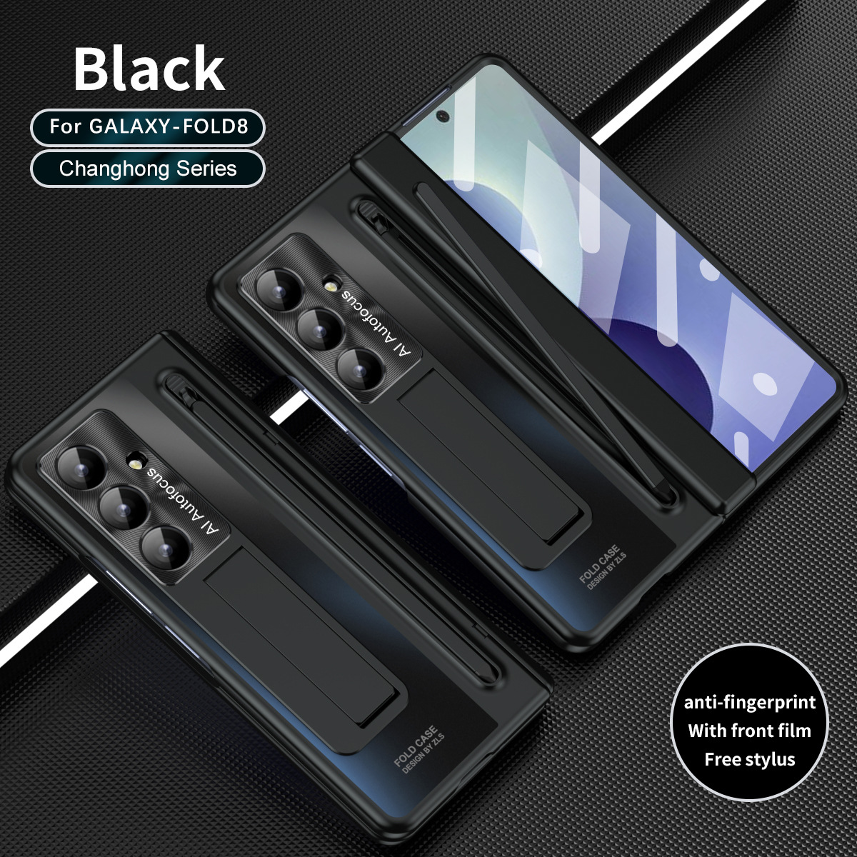 Compatible with Samsung Zfold8 Ultra phone case, official pen-slot case, integrated full-coverage anti-drop case. - Black Rainbow z fold8utrla