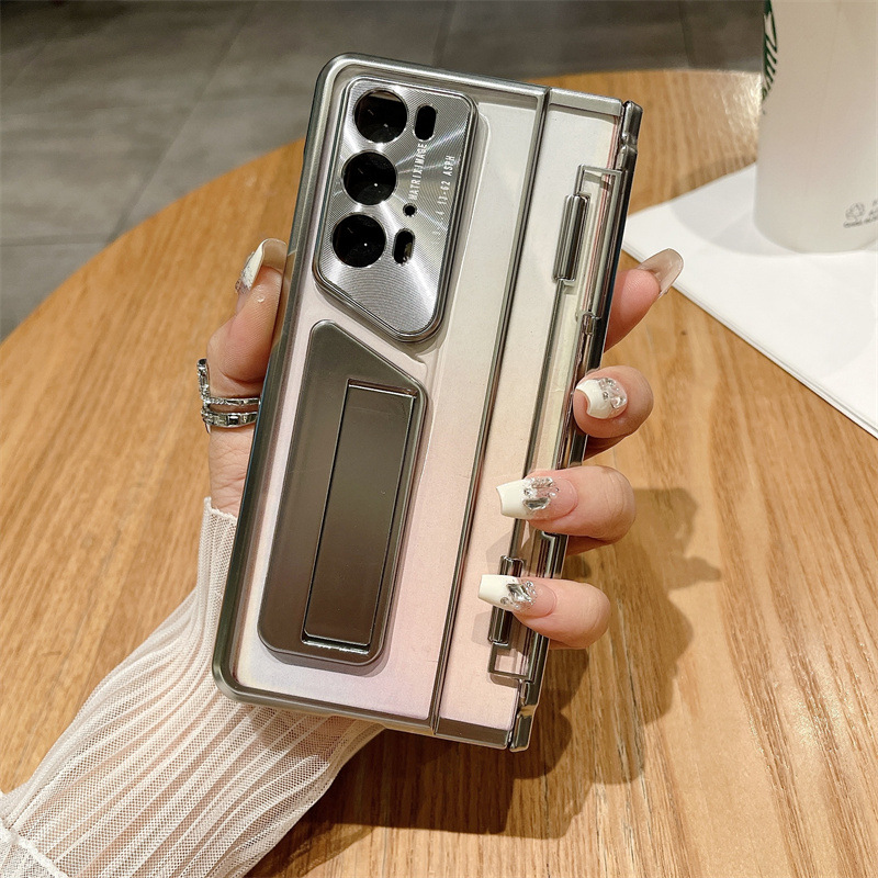 Honor Magic V2rsr phone case, foldable screen protector, electroplated transparent drop-proof protective case. - Silver Phantom Honor Magic V2 RSR