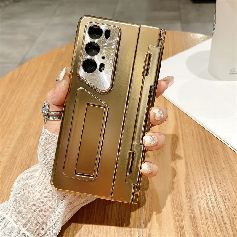 Honor MagicV2 RSR Phone Case, Foldable Screen Case, Integrated Electroplated Solid Color Drop-Proof Protective Case - Golden Armor Glory Magic V2 RSR