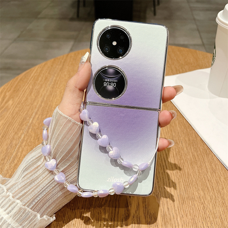 Huawei Pocket 2 Phone Case, P50 Treasure Box Foldable Screen Protective Leather Case, Gradient Leather, 5G, Drop-Proof - Early Summer Purple Huawei Pocket 2