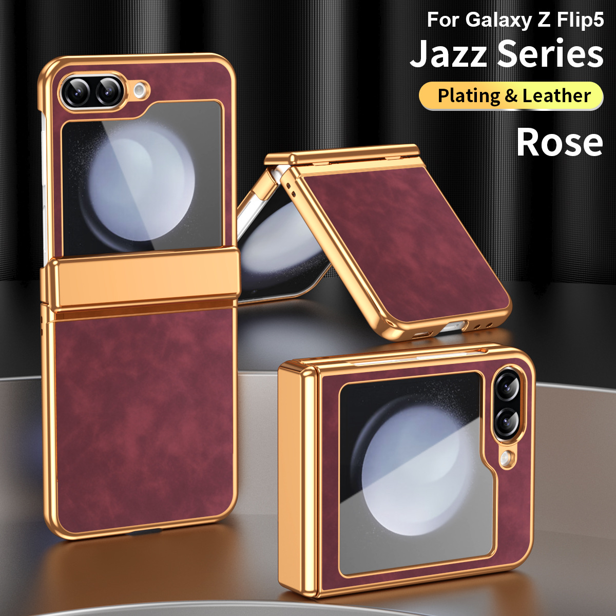 Compatible with Samsung Flip 7FE phone case, FLIP 6 foldable screen, light luxury pure color leather, thin and light drop-proof protective case - Burgundy Jazz Samsung Flip 6