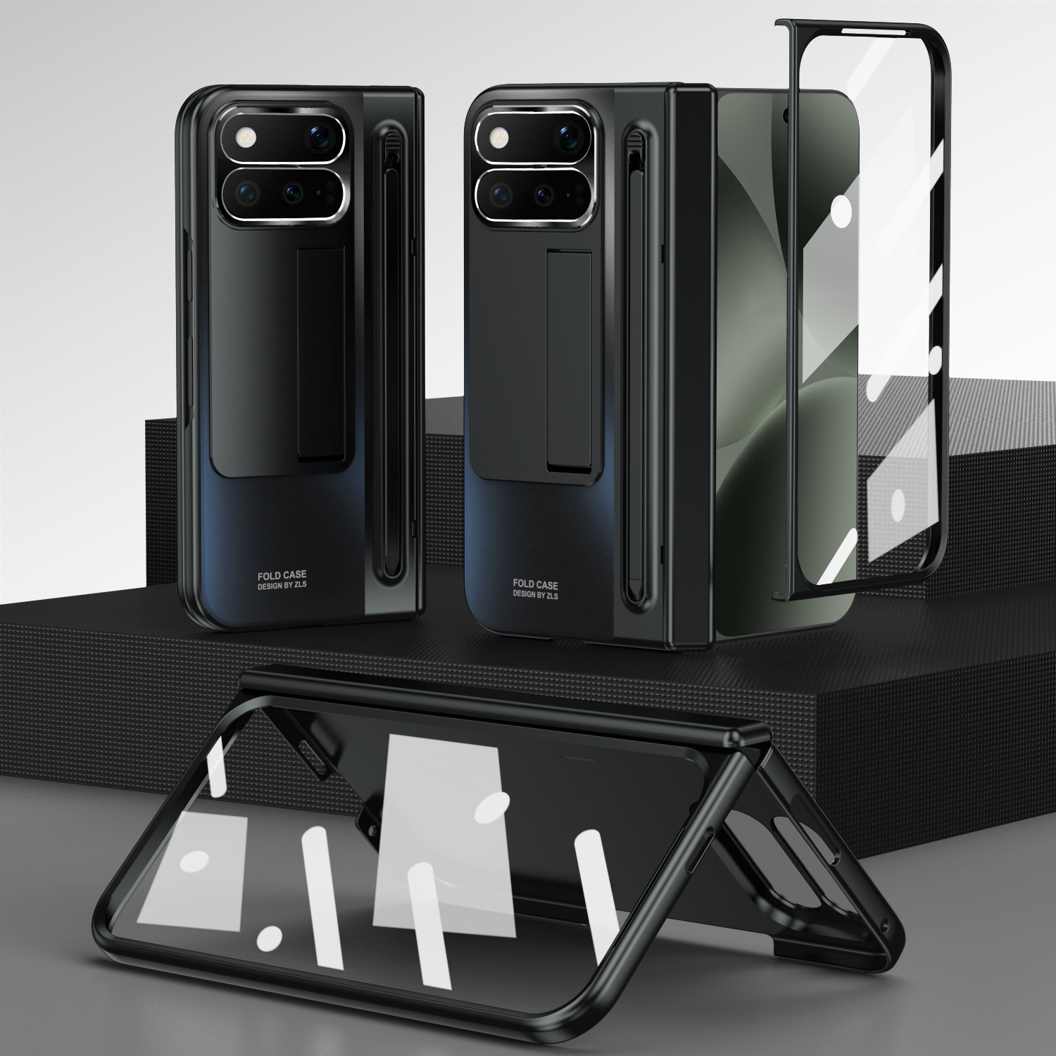 Compatible with Google Pixel 11 Pro phone case; Pixel 9 Pro folding electroplated hinge for full-coverage drop protection. - Black Rainbow Google Pixel 11 Pro