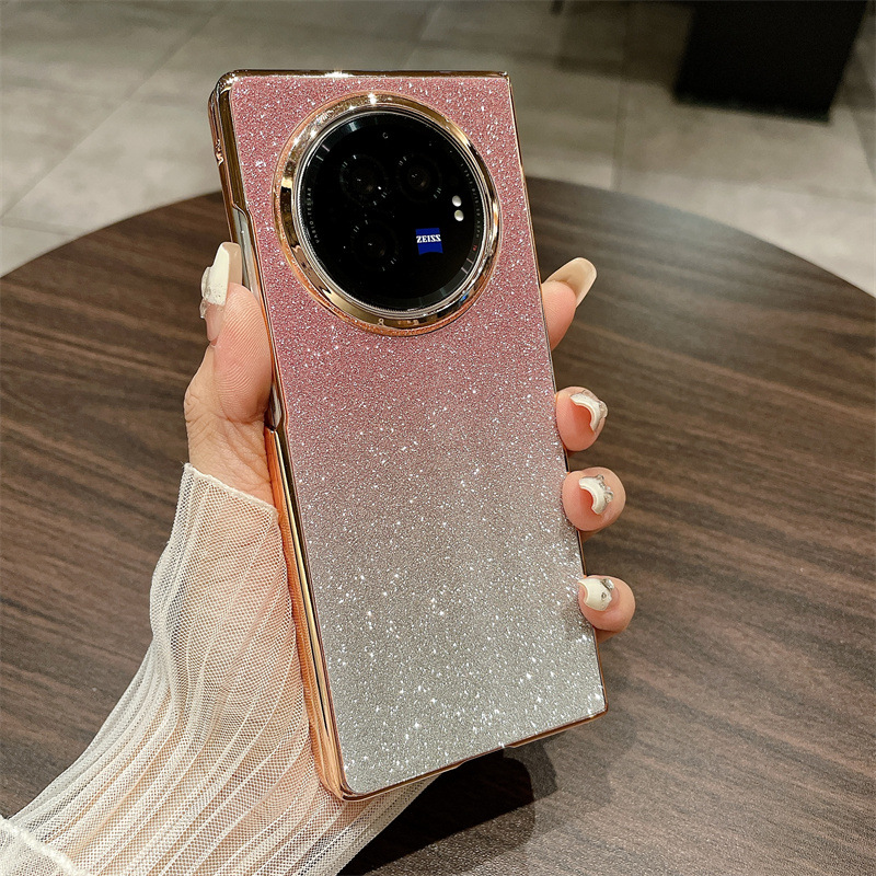 VIVO XFOLD3 phone case, xfold3pro folding glitter wrist strap, vegan leather, shockproof protective case. - Pink Stars vivo x Fold3