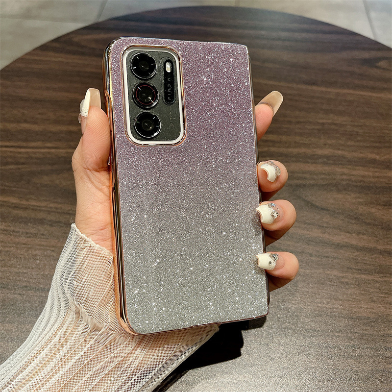 Compatible OPPO Find N phone case, foldable screen, FINDN handheld wrist strap, glitter stand, drop-proof protective case - Purple Stars OPPO Find N