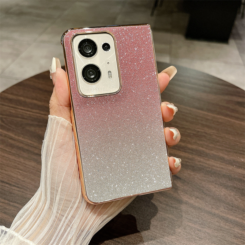 Compatible with OPPO Find N2 phone case, foldable screen, FINDN3 carrying wrist strap, glittery leather, drop-proof protective case - Pink Stars OPPO Find N3