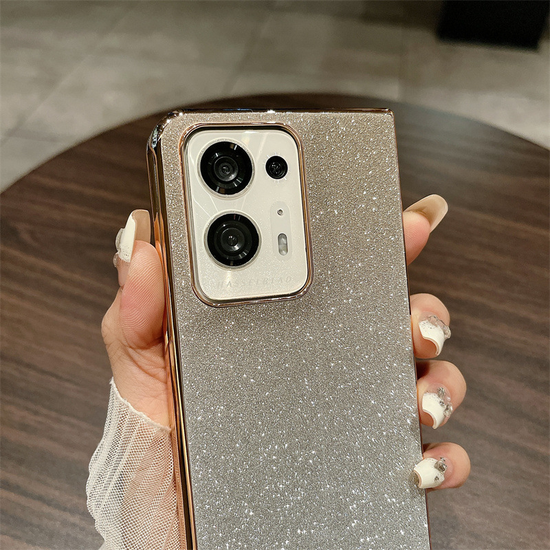 Compatible with OPPO Find N2 phone case, foldable screen, FINDN3 carrying wrist strap, glittery leather, drop-proof protective case - Gold Starry Sky Wristband OPPO Find N3