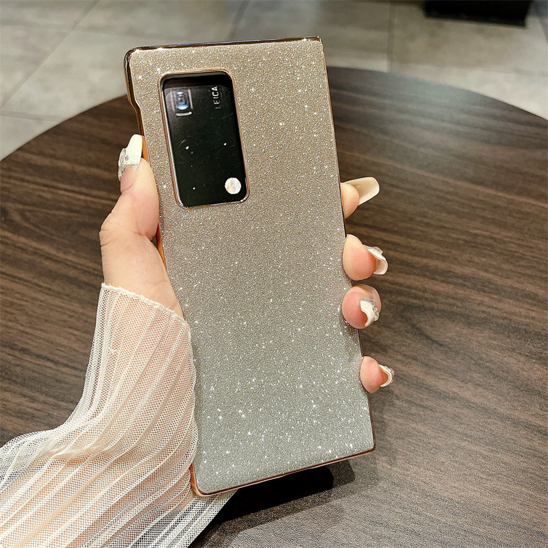 Compatible with Huawei Mate X2 phone case, foldable wrist strap, vegan leather, glitter, full coverage, shockproof protective case, 5G. - Gold Starry Sky Wristband Huawei Mate X2