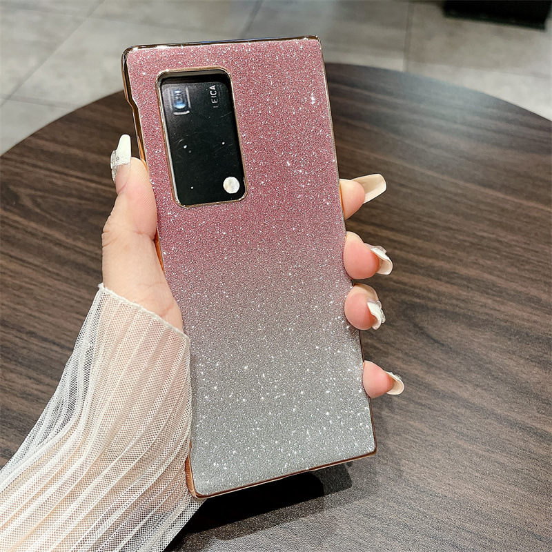 Compatible with Huawei Mate X2 phone case, foldable wrist strap, vegan leather, glitter, full coverage, shockproof protective case, 5G. - Pink starry wristband Huawei Mate X2