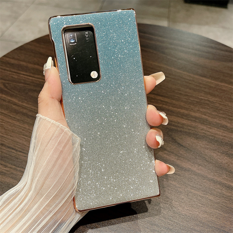 Compatible with Huawei Mate X2 phone case, foldable wrist strap, vegan leather, glitter, full coverage, shockproof protective case, 5G. - Blue Starry Sky Wristband Huawei Mate X2