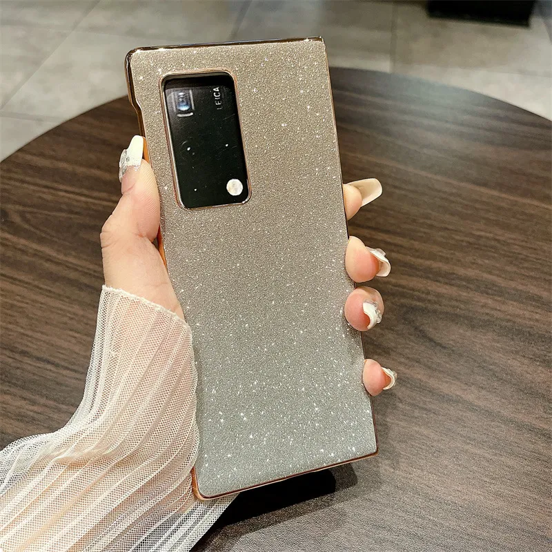 Compatible with Huawei Mate X2 phone case, foldable wrist strap, vegan leather, glitter, full coverage, shockproof protective case, 5G. - Gold Starry Sky Wristband Huawei Mate X2
