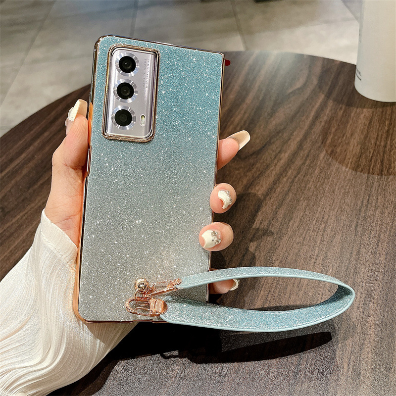 Honor MagicVS2 phone case, VS2 folding screen case, glittery carrying case with wrist strap, full-coverage drop-proof protective case. - Sky Blue Stars Honor MagicVS2
