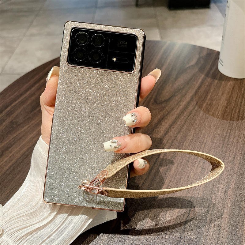 Xiaomi MIX FOLD3 phone case, glittery, wrist strap, drop-proof protective case. - Golden Stars Xiaomi MIX FOLD3