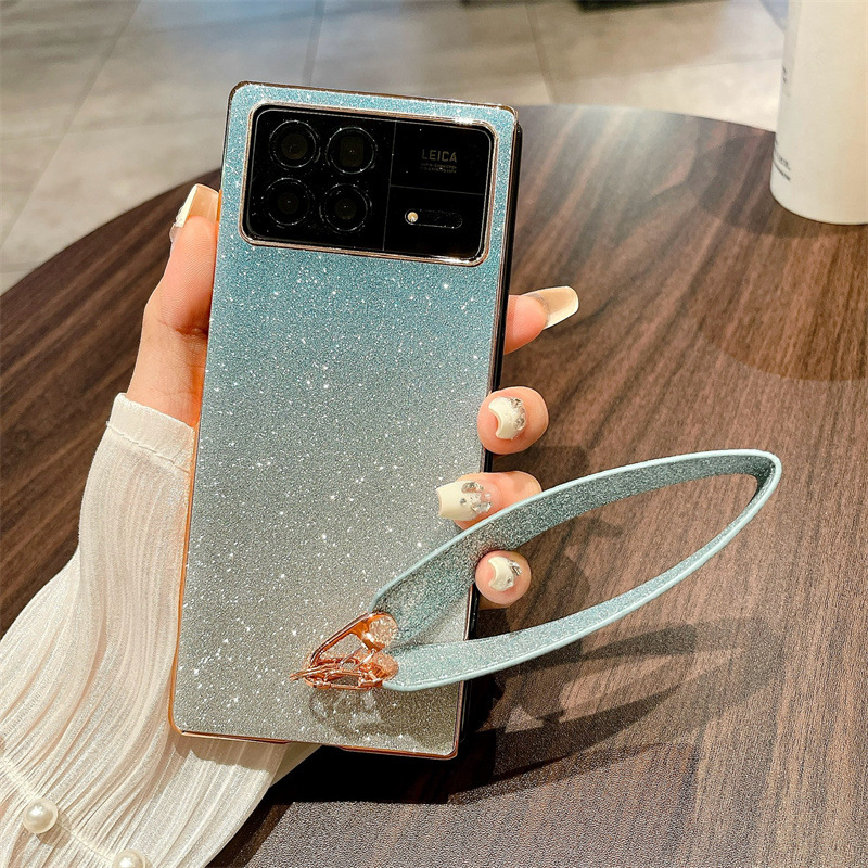 Xiaomi MIX FOLD3 phone case, glittery, wrist strap, drop-proof protective case. - Blue Stars Xiaomi MIX FOLD3