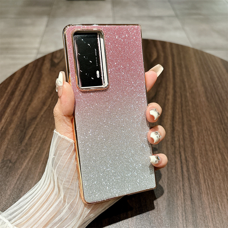 Honor MagicV2 phone case, glitter, ultra-thin foldable screen case, wrist strap, full-coverage drop-proof protective case. - Pink Stars Honor MagicV2