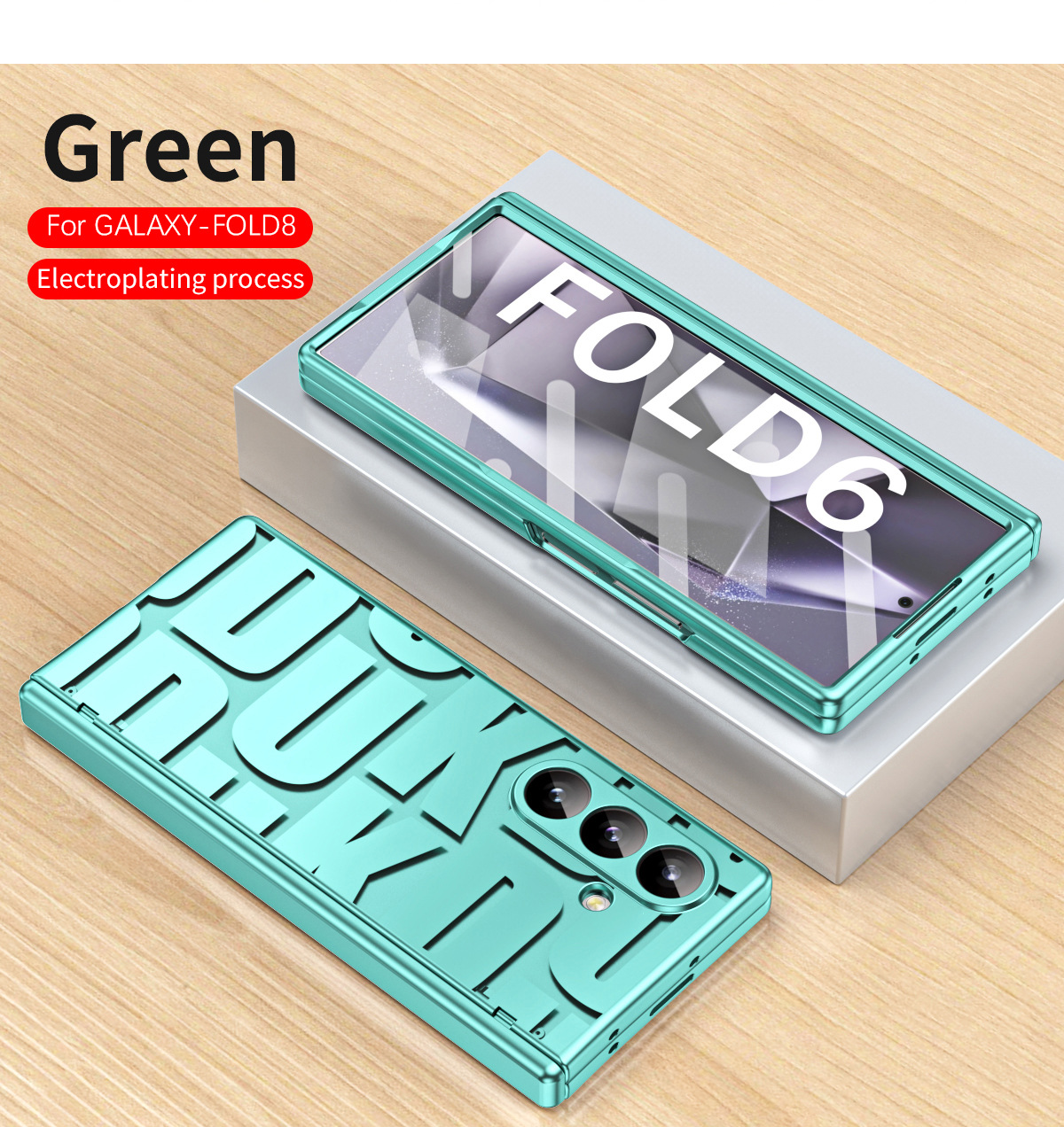 Compatible with Samsung Zfold8 Ultra phone case, FOLD8 foldable screen trendy electroplated hinge drop-proof protective case - Green streetwear brand Samsung fold8utrla