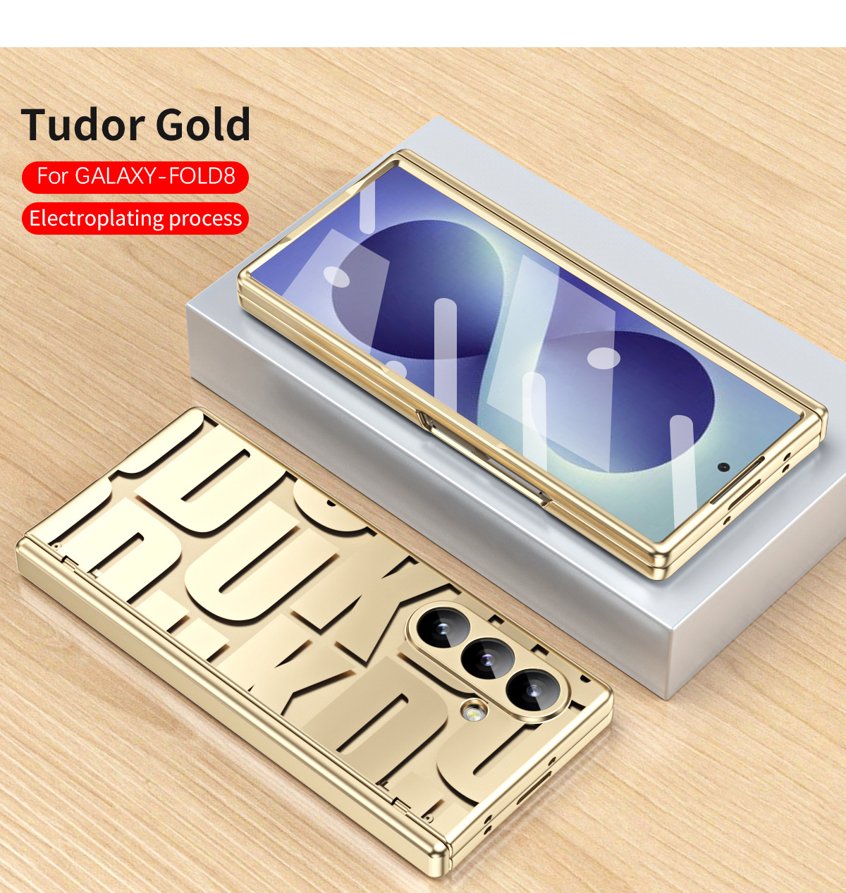 Compatible with Samsung Zfold8 Ultra phone case, FOLD8 foldable screen trendy electroplated hinge drop-proof protective case - Gold-plated trendy brand Samsung Fold8utrla