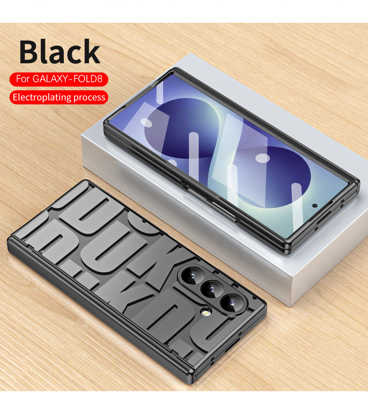 Compatible with Samsung Zfold8 Ultra phone case, FOLD8 foldable screen trendy electroplated hinge drop-proof protective case - Black streetwear brand Samsung fold8utrla
