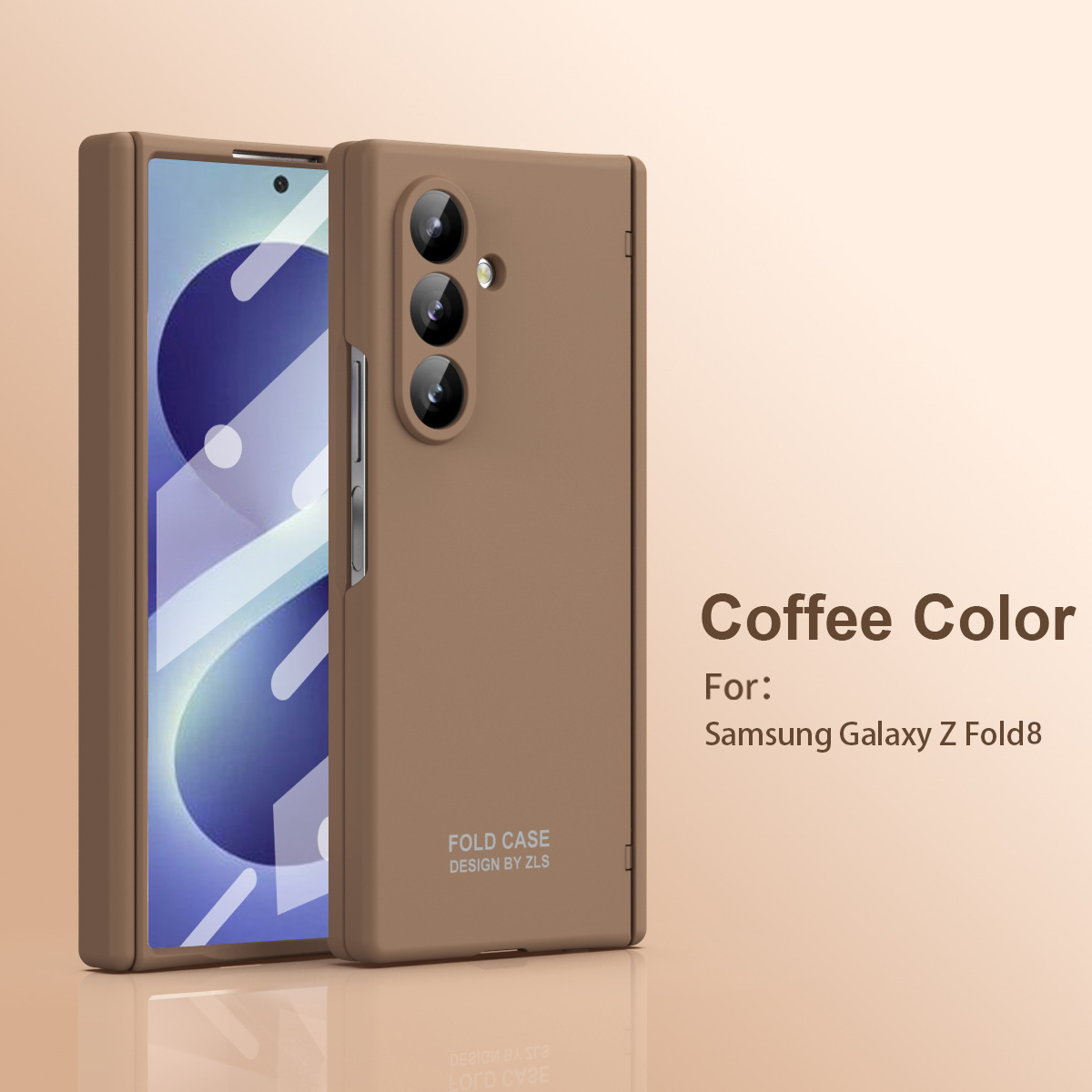 Compatible with Samsung Zfold 8 Ultra phone case, solid color, minimalist design, hinge, full coverage, drop protection. - Caramel color Samsung Zfold 8 Ultra