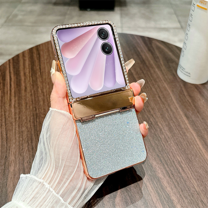 Compatible with Honor Magic V Flip2 phone case, foldable screen, luxury electroplated glitter, drop-proof protective case - Silver Honor Magic V Flip2