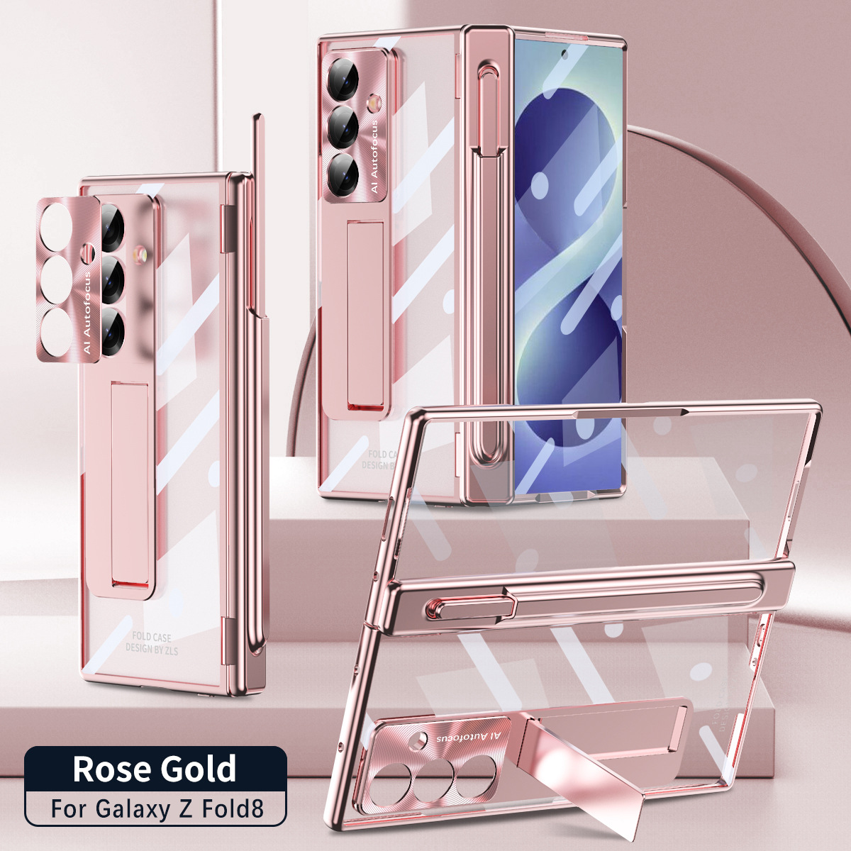Samsung ZFold 8 Ultra phone case with magnetic hinge, electroplated shockproof design. - Pink Samsung Zfold 8utrla