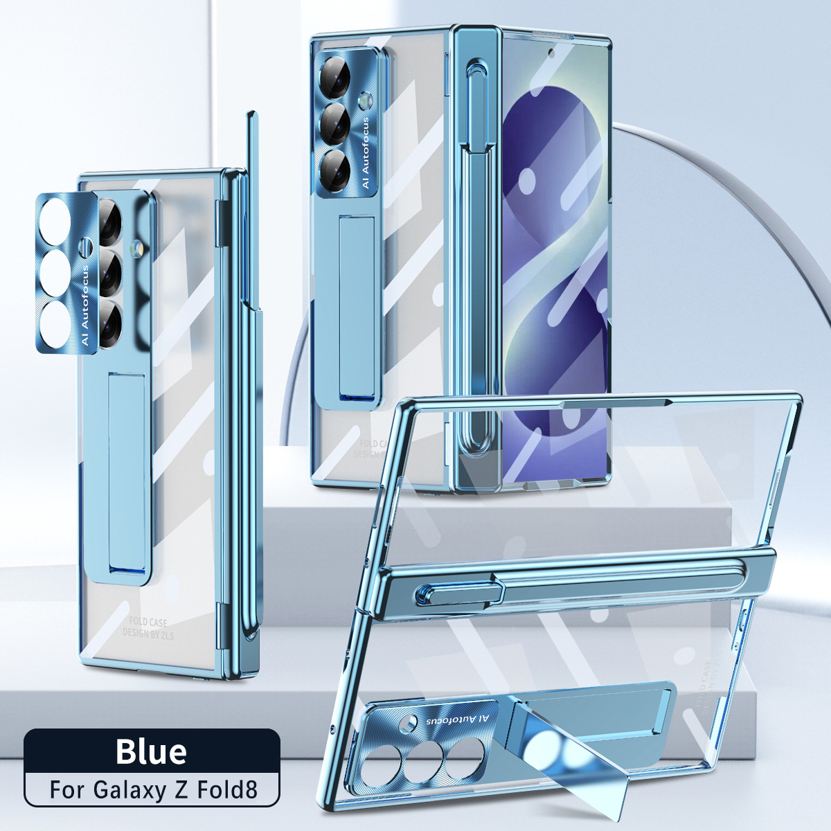 Samsung ZFold 8 Ultra phone case with magnetic hinge, electroplated shockproof design. - Sky blue Samsung Zfold 8UTRLA