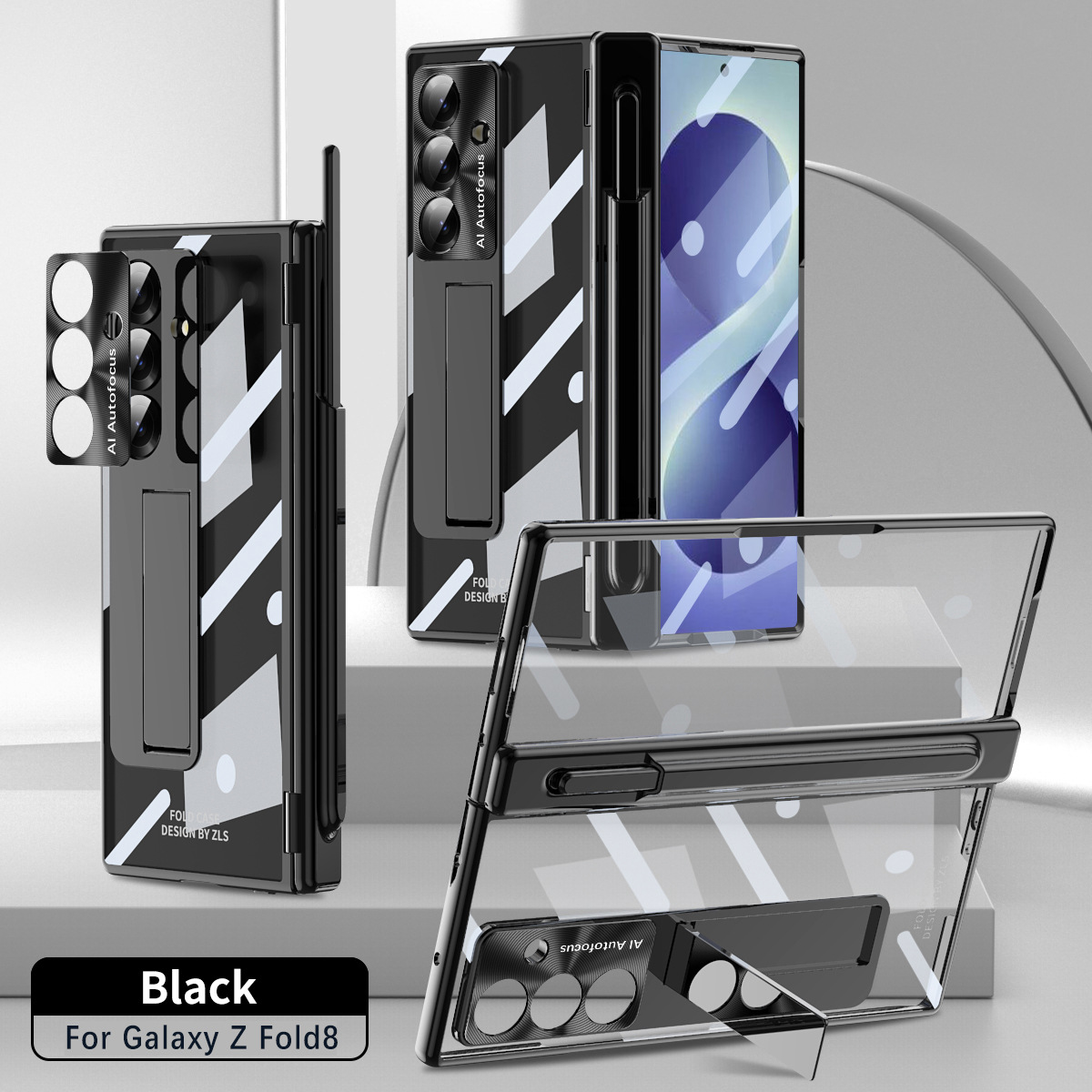 Samsung ZFold 8 Ultra phone case with magnetic hinge, electroplated shockproof design. - Black Samsung Zfold 8UTRLA