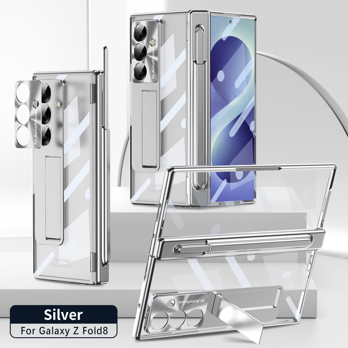 Samsung ZFold 8 Ultra phone case with magnetic hinge, electroplated shockproof design. - Silver Samsung Zfold 8UTRLA