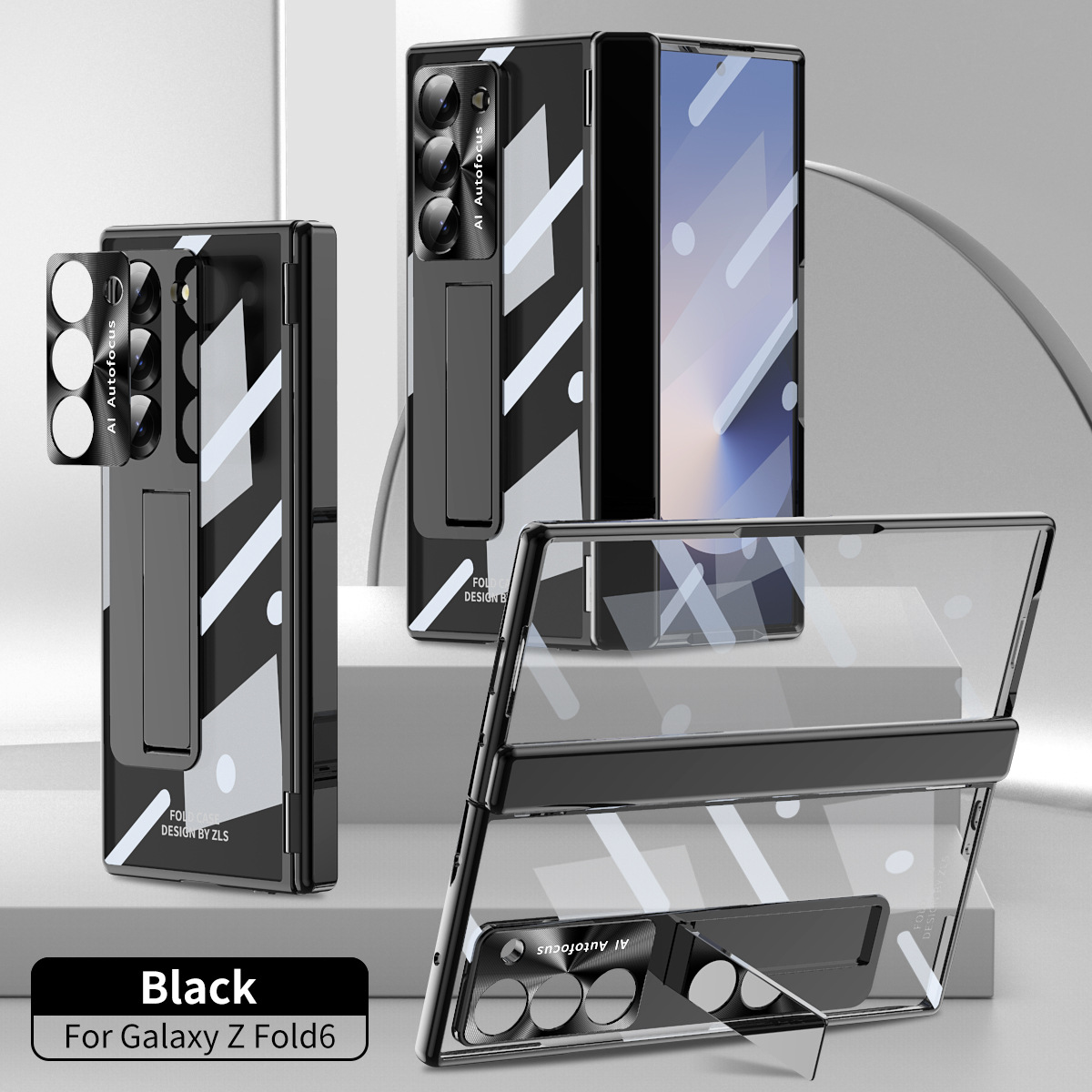 Samsung ZFold 6 Phone Case FOLD6 Magnetic Hinge Folding Protective Case W24 Electroplated Transparent Case Solid Color Applicable - Black hinge version Samsung Z Fold6