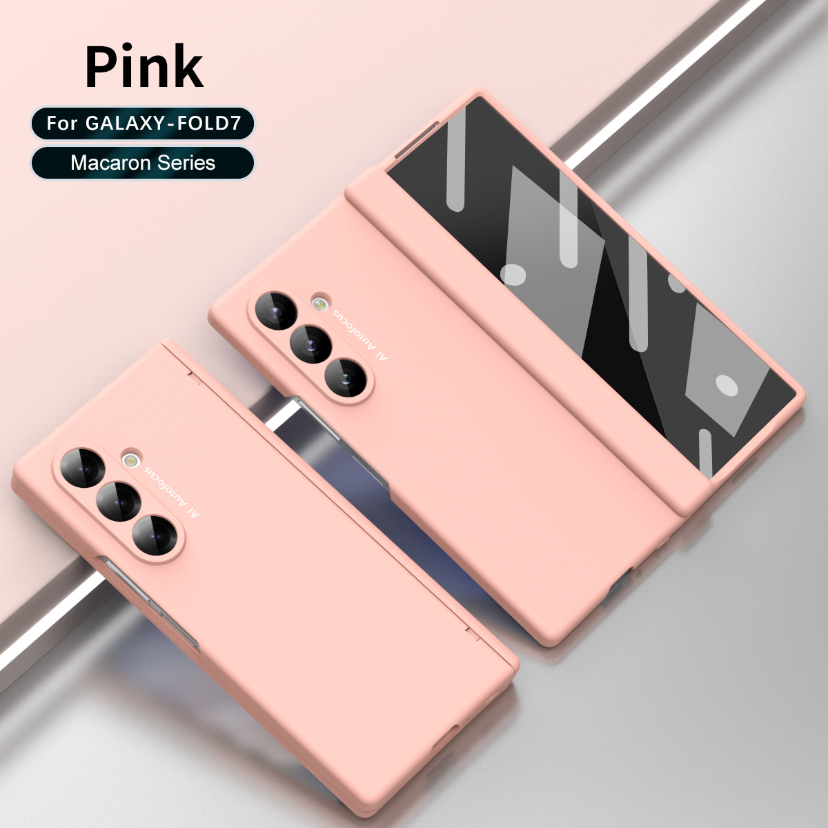 Compatible with Samsung Zfold7 phone case, new pen slot FOLD6 ultra-thin business solid color full-coverage protective case for stylus pen. - Pink hinge Samsung Z Fold 7