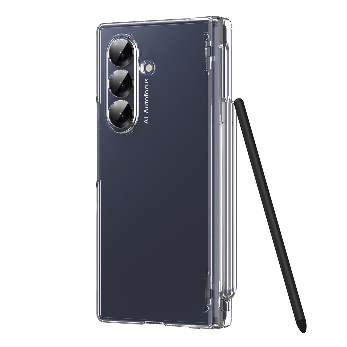 Compatible with Samsung Zfold7 phone case, new pen slot FOLD6 ultra-thin business solid color full-coverage protective case for stylus pen. - Transparent pen slot Samsung Z Fold 7