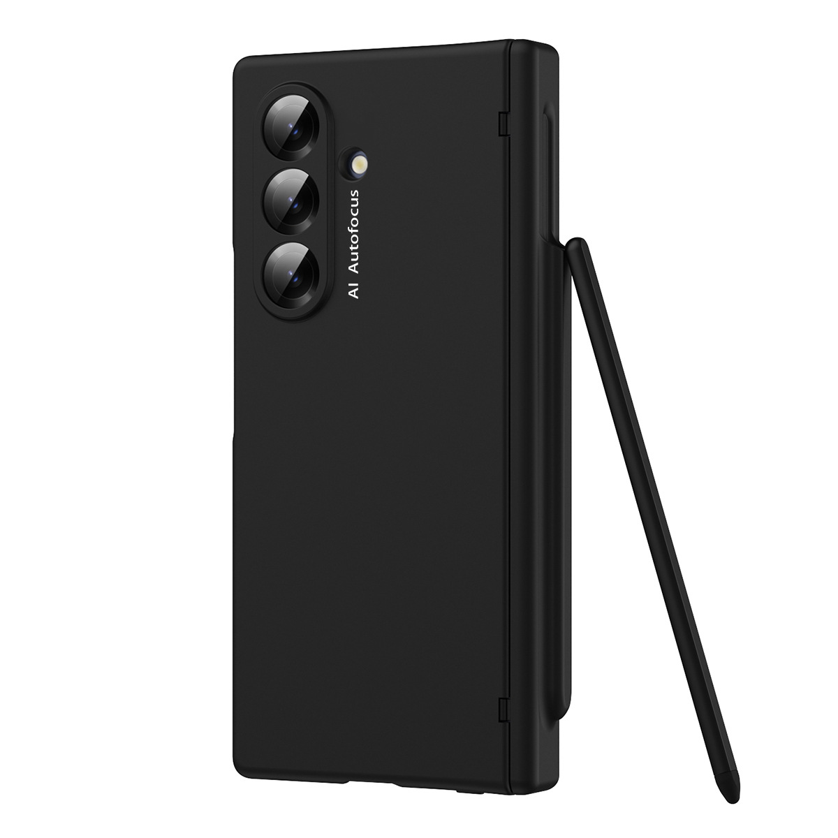 Compatible with Samsung Zfold7 phone case, new pen slot FOLD6 ultra-thin business solid color full-coverage protective case for stylus pen. - Black pen slot Samsung Z Fold 7