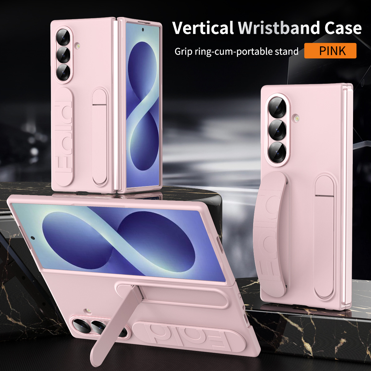 Compatible with Samsung Zfold8 Ultra phone case, official wrist strap case, integrated anti-drop protective case. - Pink without film z fold8utrla