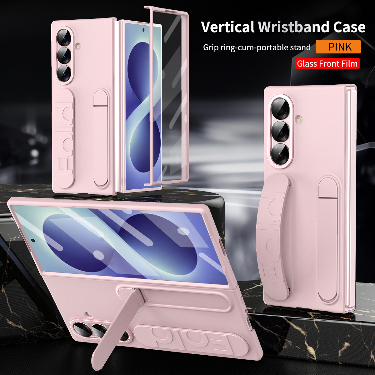 Compatible with Samsung Zfold8 Ultra phone case, official wrist strap case, integrated anti-drop protective case. - Pink shell and membrane integrated z fold8utrla