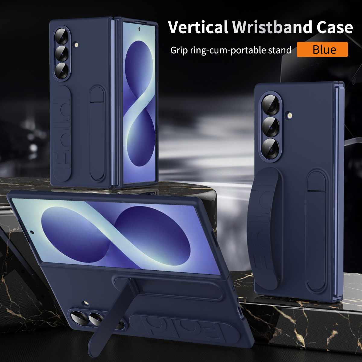 Compatible with Samsung Zfold8 Ultra phone case, official wrist strap case, integrated anti-drop protective case. - Blue without film z fold8utrla