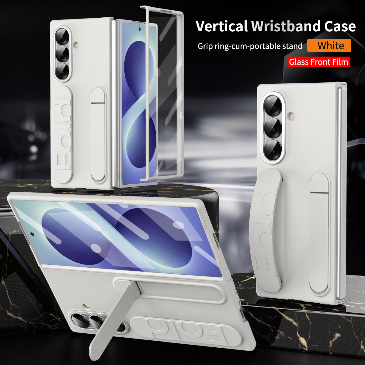 Compatible with Samsung Zfold8 Ultra phone case, official wrist strap case, integrated anti-drop protective case. - White shell and membrane integrated z fold8utrla