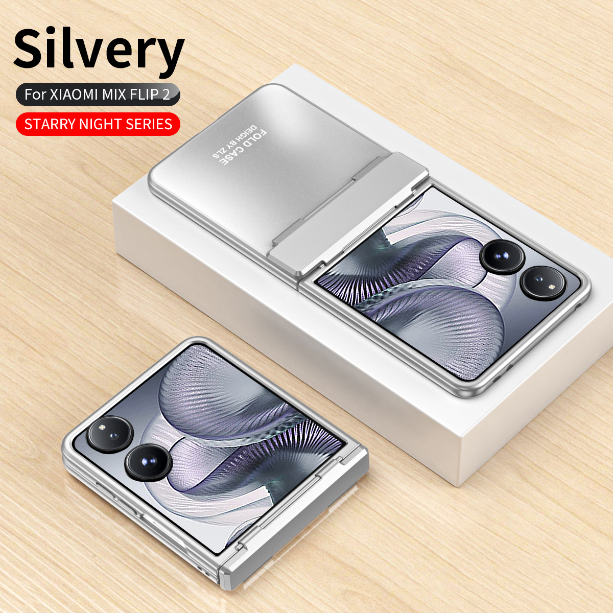 Compatible with Xiaomi MIX Flip2 phone case, foldable screen, light luxury electroplated hinge, drop-proof protective case - Silver Starry Sky Xiaomi MIX FLIP2