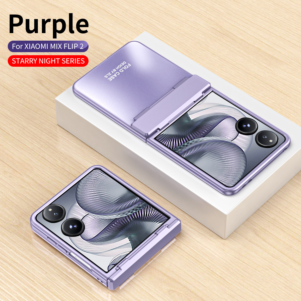 Compatible with Xiaomi MIX Flip2 phone case, foldable screen, light luxury electroplated hinge, drop-proof protective case - Purple Starry Sky Xiaomi MIX FLIP2