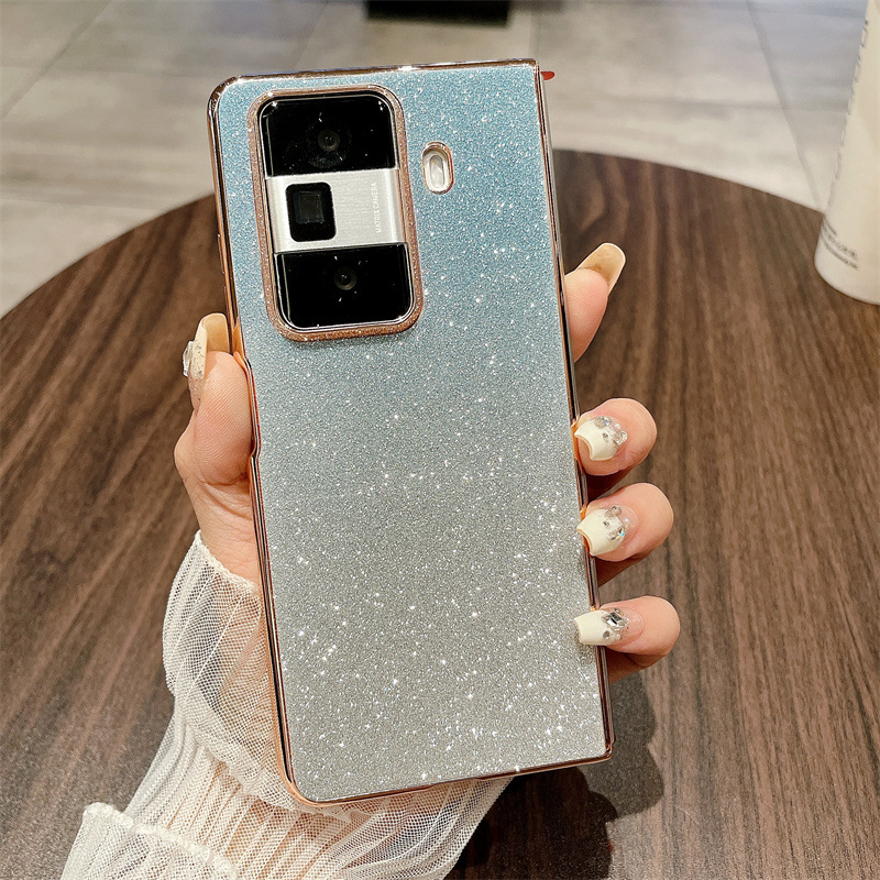 Honor MagicVS3 phone case, MagicVS3 folding glitter wrist strap, vegan leather, drop-proof protective case. - Blue Stars Honor MagicVS3