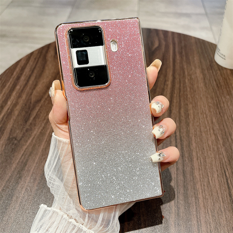 Honor MagicVS3 phone case, MagicVS3 folding glitter wrist strap, vegan leather, drop-proof protective case. - Pink Stars Honor MagicVS3