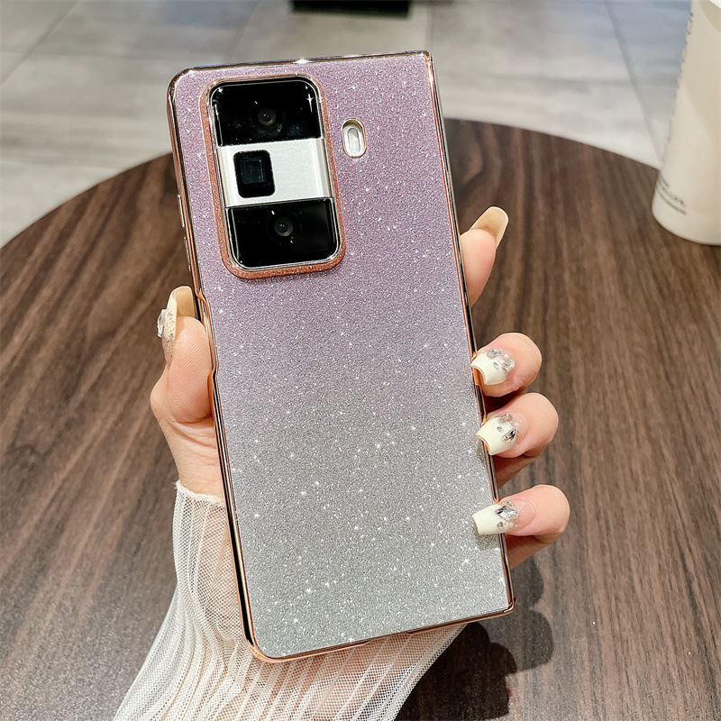 Honor MagicVS3 phone case, MagicVS3 folding glitter wrist strap, vegan leather, drop-proof protective case. - Purple Stars Honor MagicVS3