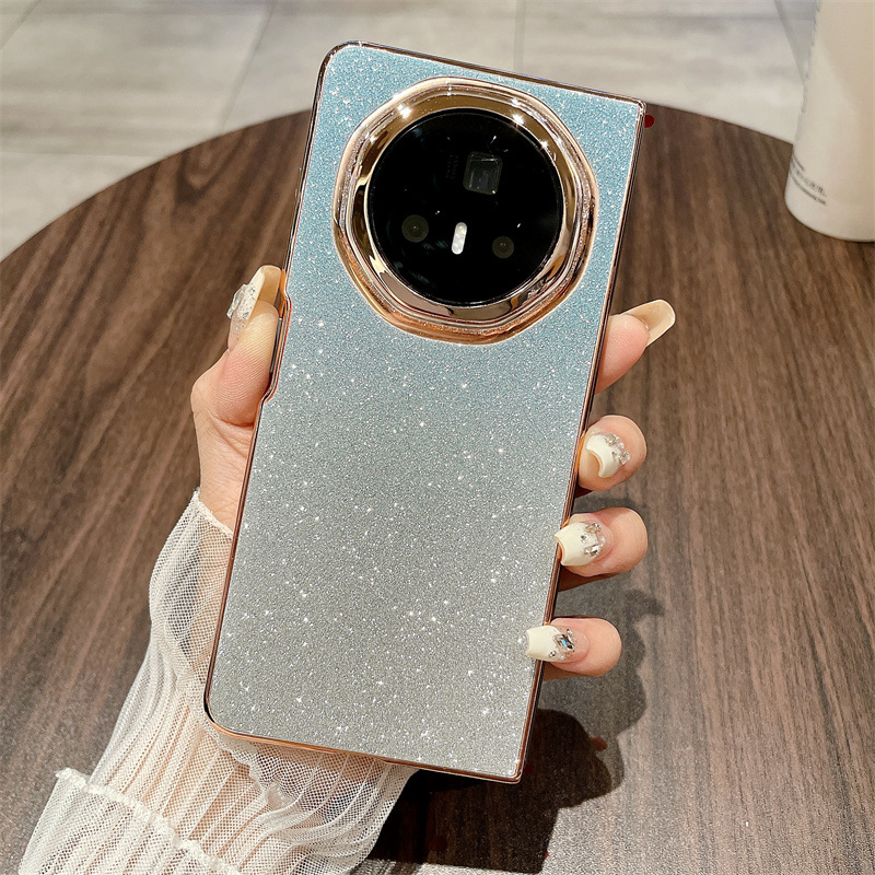 Honor MagicV3 Phone Case, MagicV3 Foldable Glitter Handheld Wrist Strap, Vegan Leather, Drop-Proof Protective Case - Blue Stars Honor MagicV3