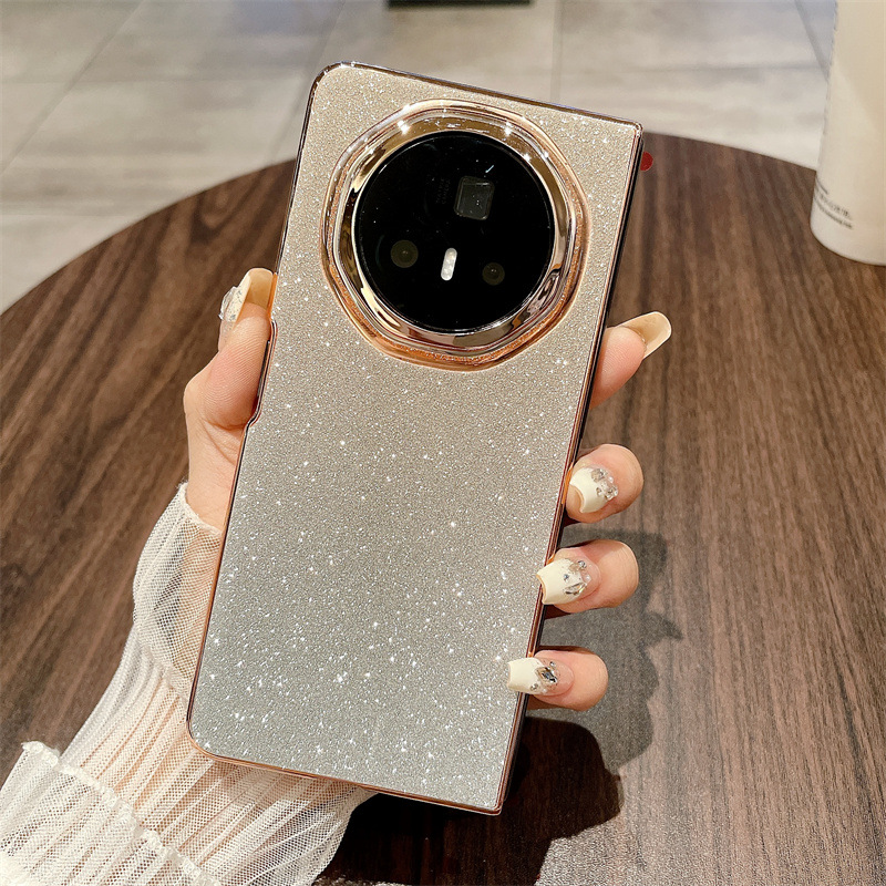 Honor MagicV3 Phone Case, MagicV3 Foldable Glitter Handheld Wrist Strap, Vegan Leather, Drop-Proof Protective Case - Golden Stars Honor MagicV3