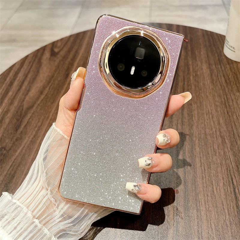 Honor MagicV3 Phone Case, MagicV3 Foldable Glitter Handheld Wrist Strap, Vegan Leather, Drop-Proof Protective Case - Purple Stars Honor MagicV3