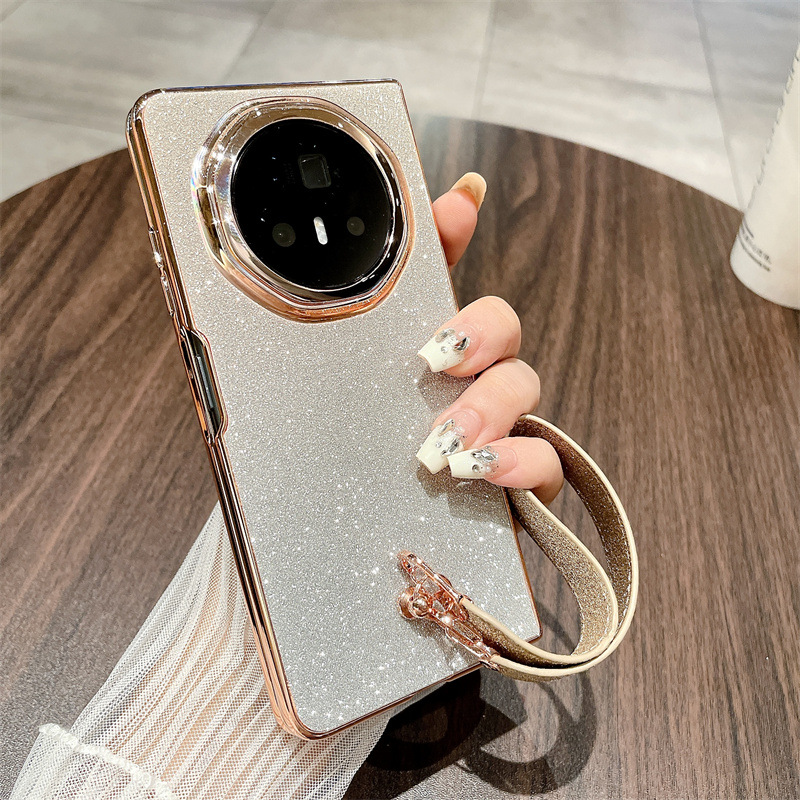 Honor MagicV3 Phone Case, MagicV3 Foldable Glitter Handheld Wrist Strap, Vegan Leather, Drop-Proof Protective Case - Golden Starry Sky Wristband Honor MagicV3